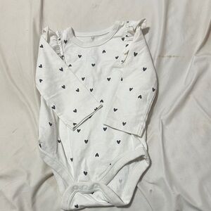 Cat & Jack White Long-Sleeve Heart Print Onesie